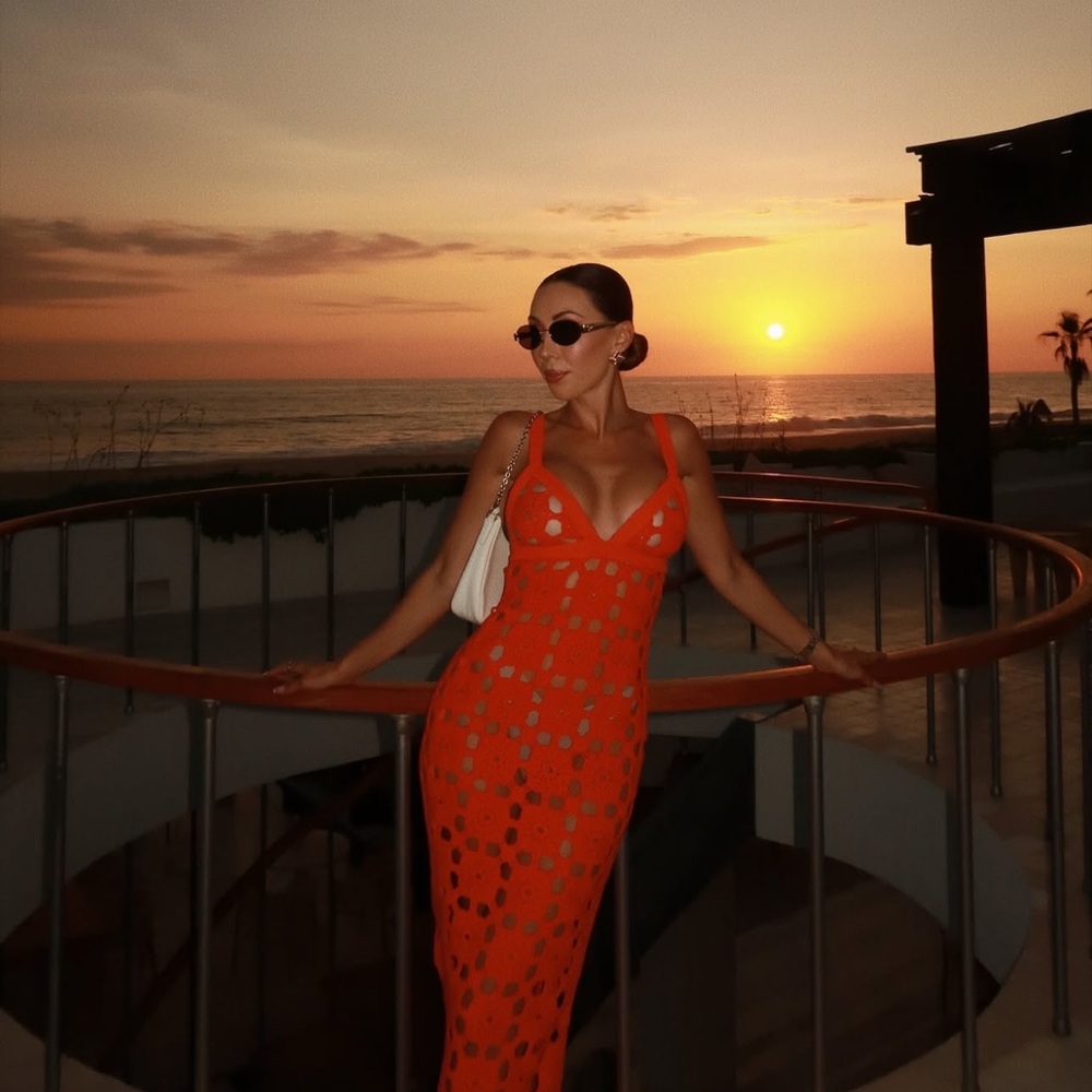 SAU LEE Orange Cutout Dress